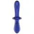 Satisfyer Double Crystal - kétvégű üveg dildó (kék)