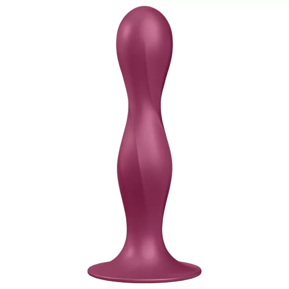 Satisfyer Double Ball-R - tapadókorongos súlyozott dildó (piros)