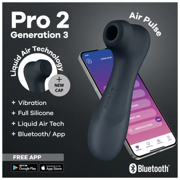 Satisfyer Pro2 Gen3 – App-vezérelt léghullámos csiklóizgató (sötét szürke)