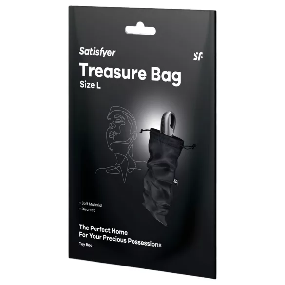 Satisfyer Treasure Bag L - diszkrét tároló táska - közepes (fekete)