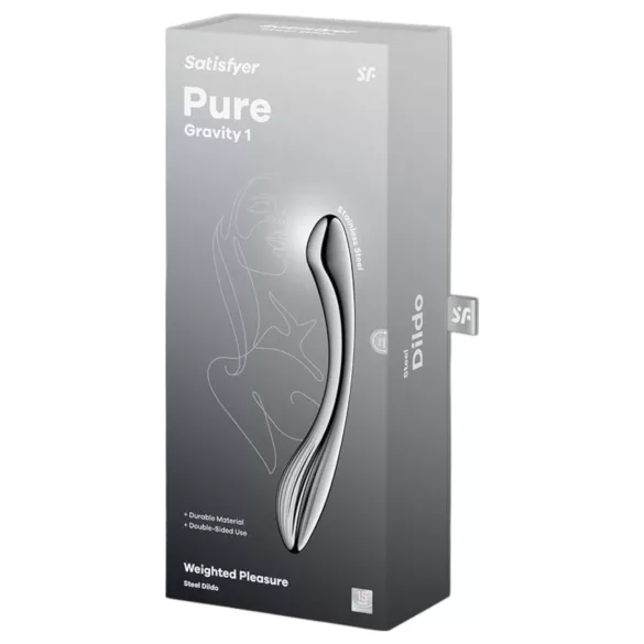 Satisfyer Pure Gravity 1 - bordázott acéldildó (ezüst)
