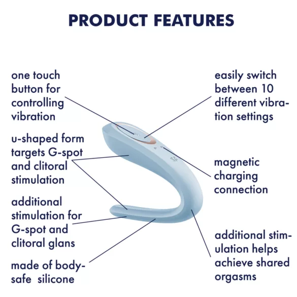 Satisfyer Double Classic - akkus párvibrátor (kék)