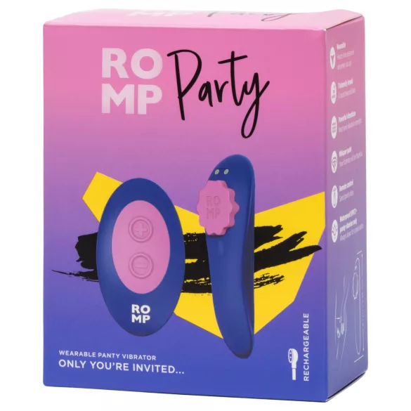ROMP Party - hordható távirányítós bugyivibrátor nőknek (lila)
