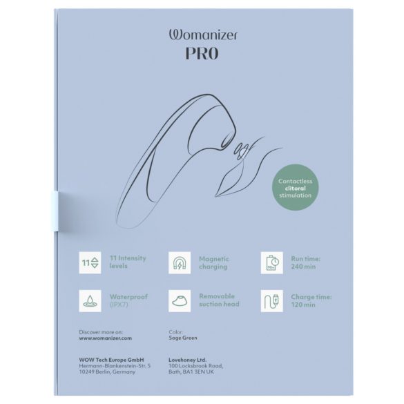 Womanizer Pro - léghullámos csiklóizgató (zöld)