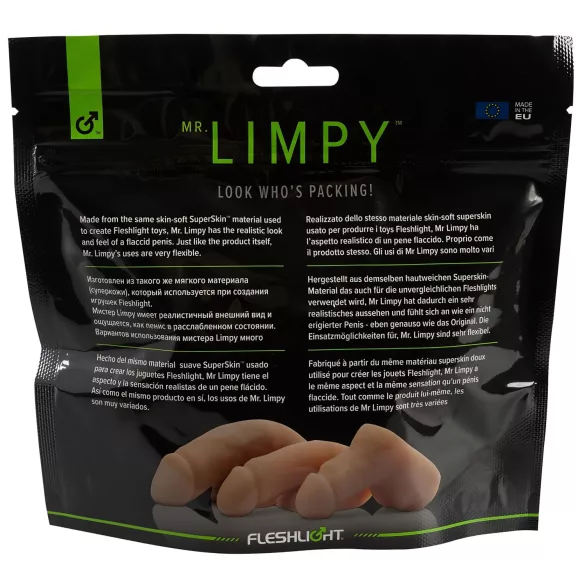 Fleshlight Mr. Limpy - puha, élethű pénisz dildó - nagy méret (testszínű)