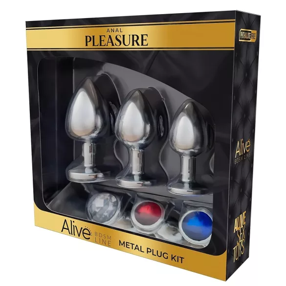 Alive Anal Pleasure - fém anál plug készlet (ezüst)