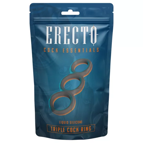 Erecto - tripla péniszgyűrű (fekete)
