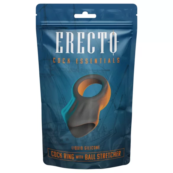 Erecto - péniszgyűrű herenyújtóval (fekete)