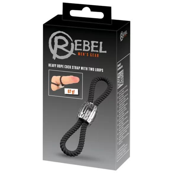 Rebel Heavy Rope - állítható pénisz-és heregyűrű (fekete)