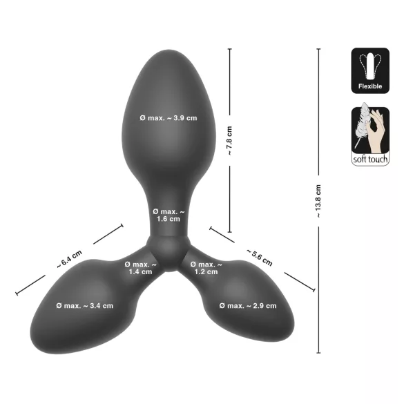 Black Velvets - tripla butt plug (fekete)
