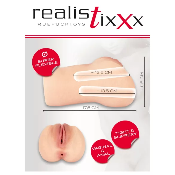 Realistixxx Real Stroker - élethű műpunci és anál maszturbátor (testszínű)