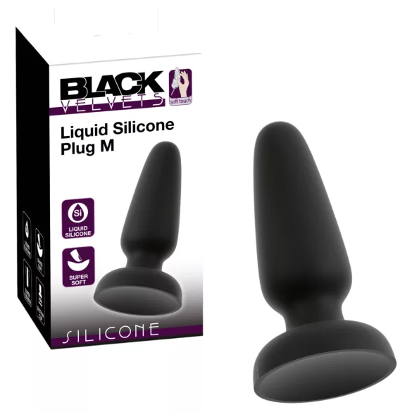 Black Velvets - tapadókorongos szilikon anál plug (fekete) - M