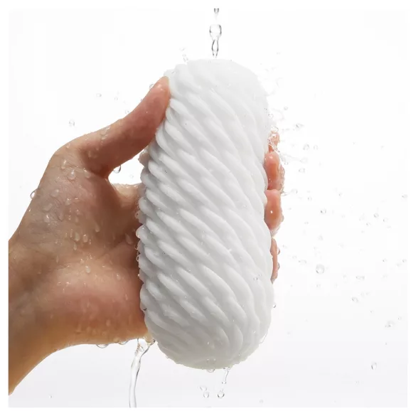 TENGA 3Dx Flow - hullámos mintás maszturbátor férfiaknak (fehér)