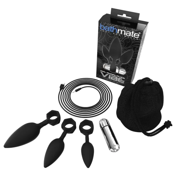 Bathmate Anal Training Plugs Vibe - vibrációs anál plug szett (fekete)