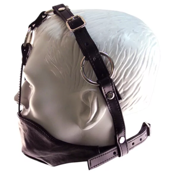 Rouge - valódi bőr maszk és szájpecek (fekete)