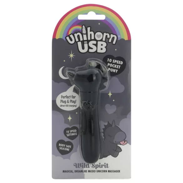 Unihorn Wild Spirit - akkus, vízálló mini vibrátor (fekete)