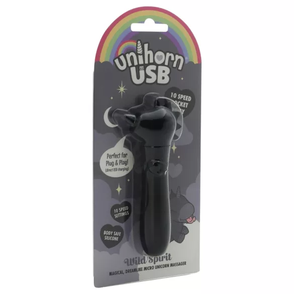 Unihorn Wild Spirit - akkus, vízálló mini vibrátor (fekete)