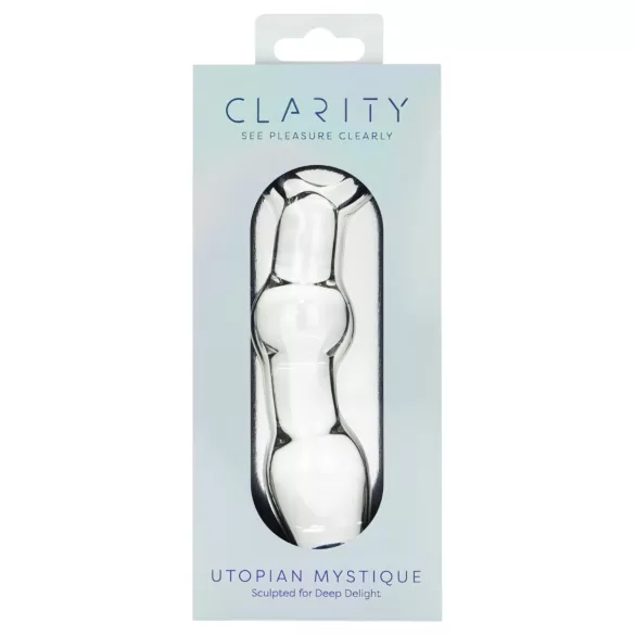 Clarity Utopian Mystique - bordázott üveg anál dildó (átlátszó)