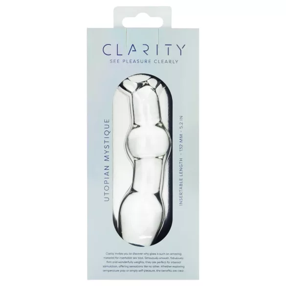 Clarity Utopian Mystique - bordázott üveg anál dildó (átlátszó)