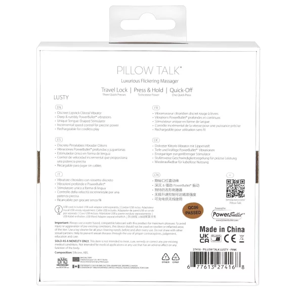 Pillow Talk Lusty - akkus, nyelves rúdvibrátor (fehér-pink)