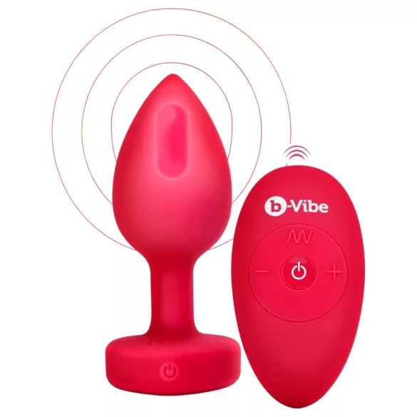 b-Vibe heart - akkus, rádiós anál vibrátor (piros)