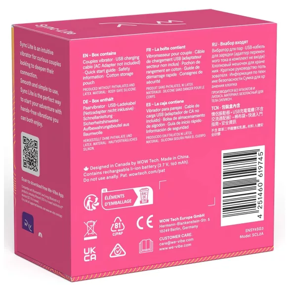 We-Vibe Sync Lite - App- és távirányítós párvibrátor (pink)