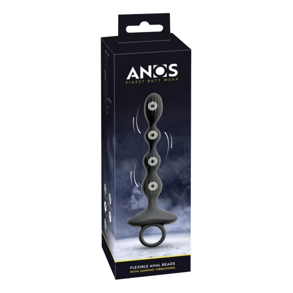 Anos - 2 motoros anál vibrátor mozgó golyókkal (fekete)