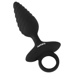 ANOS - bordázott vibrációs anál plug (fekete)