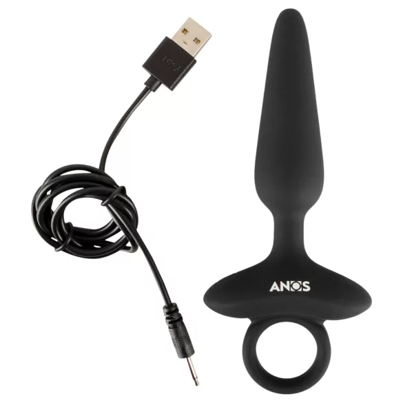ANOS - vibrációs anál plug fogantyúval (fekete)