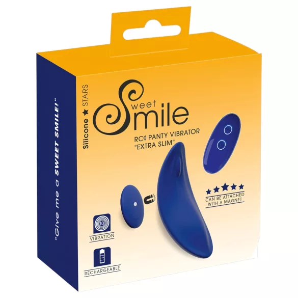 Smile - hordható extra vékony, távirányítós bugyi vibrátor (kék)