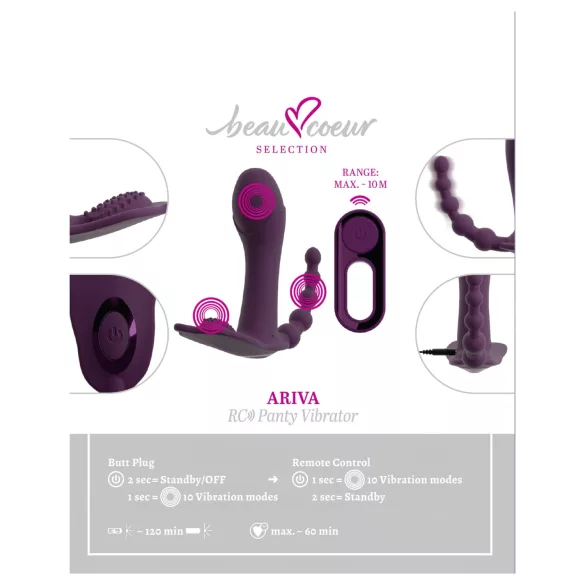 Beau Coeur Ariva - 3in1 bugyivibrátor (lila)