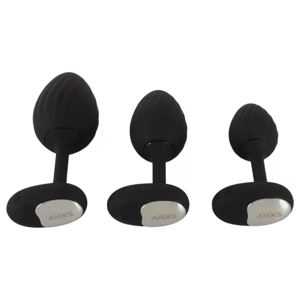 ANOS - vibrációs anál plug szett (fekete)