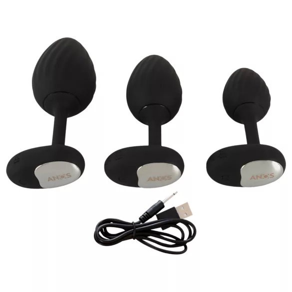 ANOS - vibrációs anál plug szett (fekete)