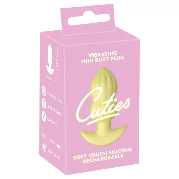 Cuties Mini - bordázott vibrációs anál plug (sárga)