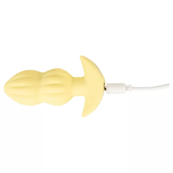 Cuties Mini - bordázott vibrációs anál plug (sárga)