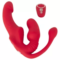   You2Toys Strapless - felcsatolható 3 ágú vibrátor (piros)