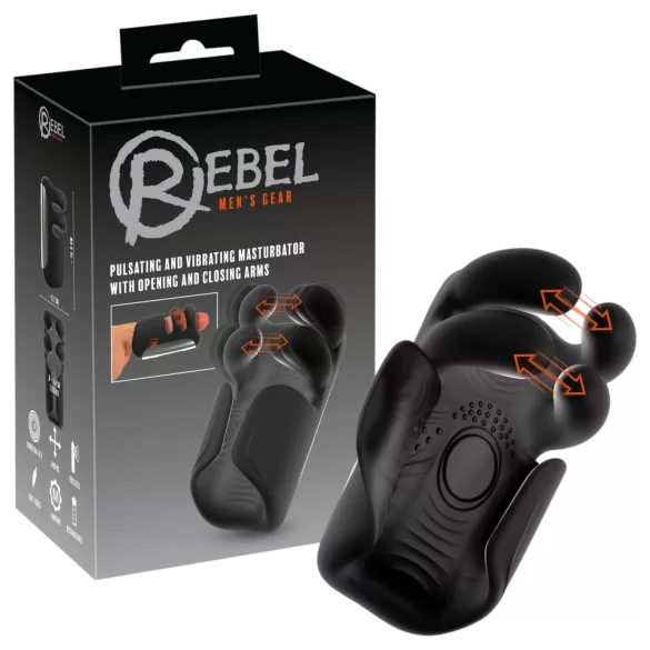 Rebel - lüktető, vibrációs maszturbátor férfiaknak (fekete)