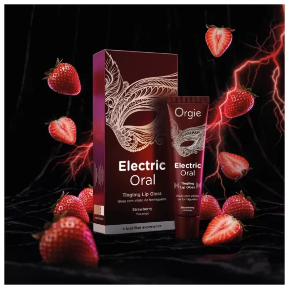 Orgie Electric Oral - bizsergető ajakfény orális szexhez, eper (10 ml)