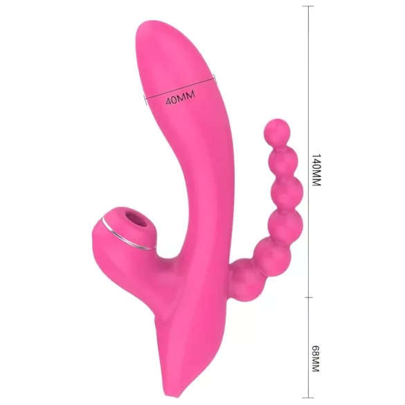 Erospace Sweet Play - G-pont vibrátor anál szondával és szívással (rózsaszín)