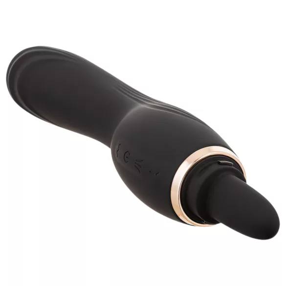 Erospace Sweet Play - 2in1 csiklóizgató vibrátor nyelvvel és szívással (fekete)