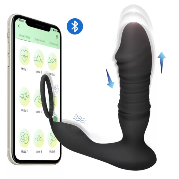 Erospace Men's Play - app-vezérelt lökő anál vibrátor (fekete)