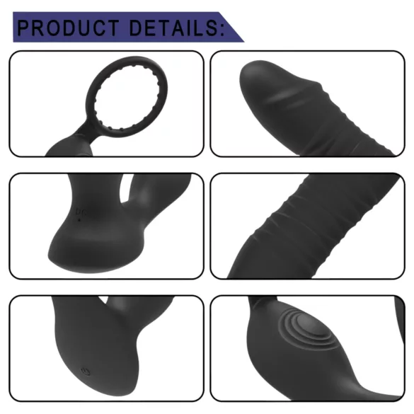 Erospace Men's Play - app-vezérelt lökő anál vibrátor (fekete)