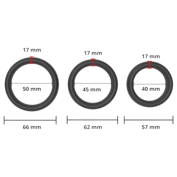 Men's Play - fekete vastag péniszgyűrű szett férfiaknak (3 db)