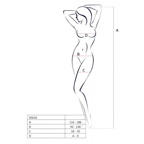 Passion BS010 - nyitott necc overál (fehér) - S-L