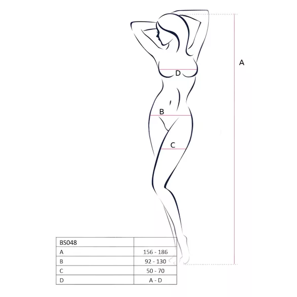 Passion BS048 - nyitott necc overál nyakpánttal (fehér) - S-L