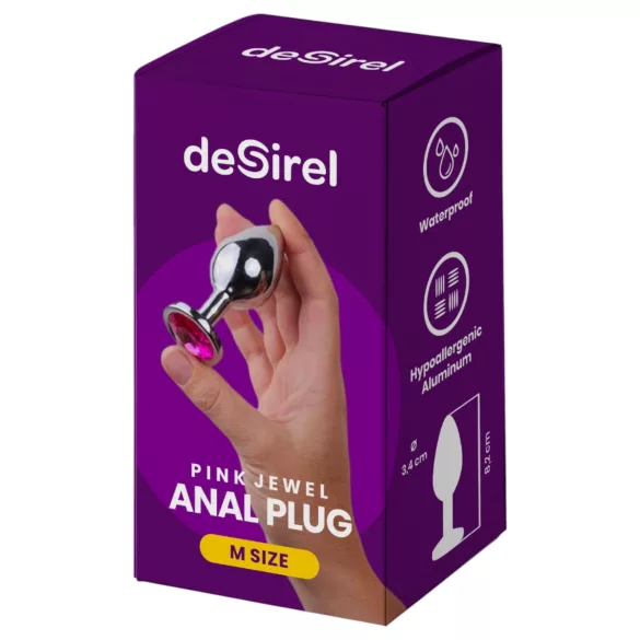 Desirel Pink Jewel M - anál plug (ezüst-pink)