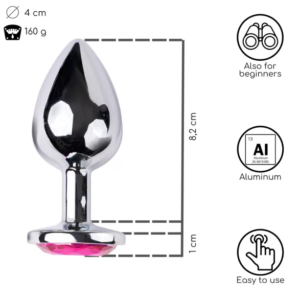 Desirel Pink Jewel L - anál plug (ezüst-pink)