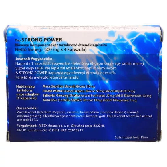 Strong Power Plus - étrend-kiegészítő kapszula férfiaknak (4 db)