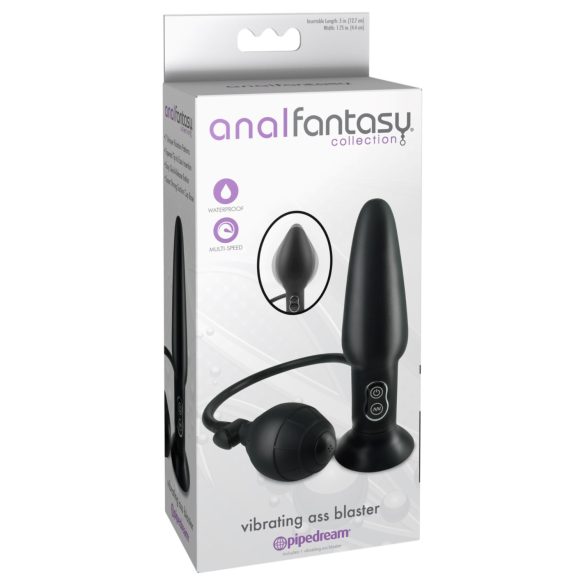 Anal Fantasy - pumpálható vibrációs anál plug (fekete)