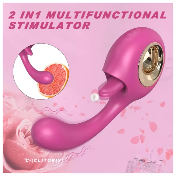 Sex HD - nyelves csiklóizgató és G-pont vibrátor (piros)